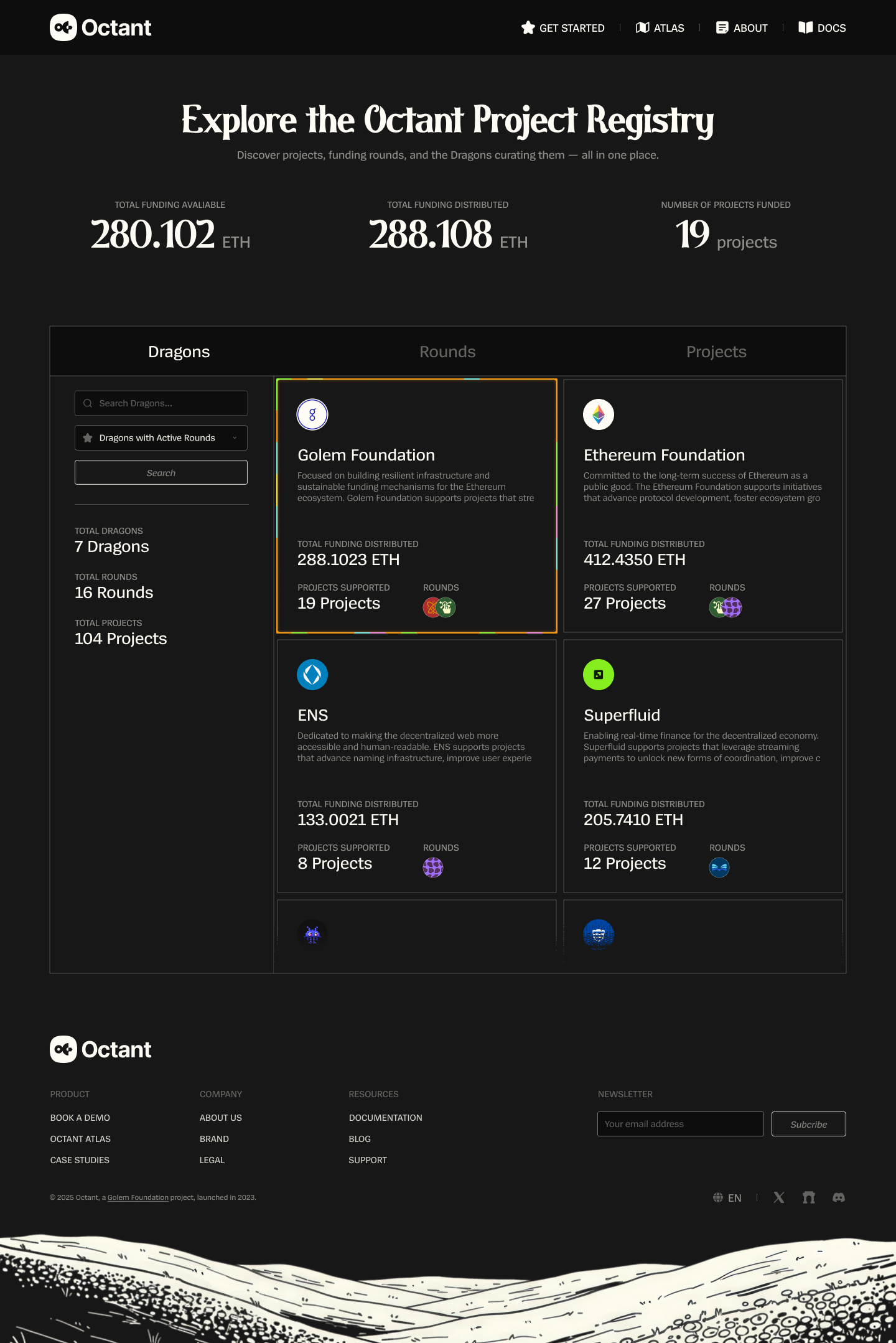 Octant project registry with Dragons, Rounds, and Projects